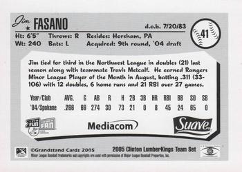 2005 Grandstand Clinton LumberKings #NNO Jim Fasano Back