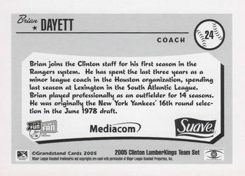 2005 Grandstand Clinton LumberKings #NNO Brian Dayett Back