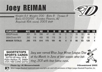 2005 Grandstand Dunedin Blue Jays #NNO Joey Reiman Back
