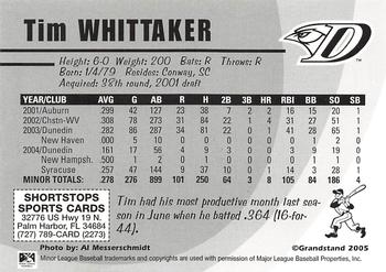 2005 Grandstand Dunedin Blue Jays #NNO Tim Whittaker Back