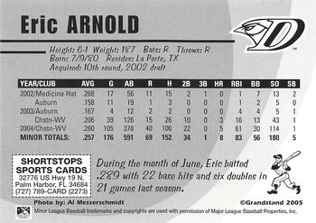 2005 Grandstand Dunedin Blue Jays #NNO Eric Arnold Back