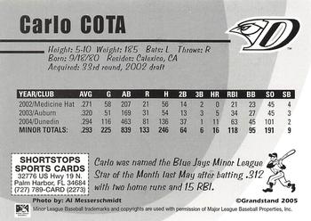 2005 Grandstand Dunedin Blue Jays #NNO Carlo Cota Back