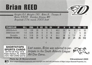 2005 Grandstand Dunedin Blue Jays #NNO Brian R. Reed Back