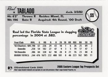 2005 Grandstand Eastern League Top Prospects #NNO Raul Tablado Back