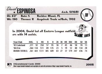 2005 Grandstand Erie SeaWolves #NNO David Espinosa Back