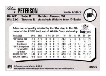 2005 Grandstand Erie SeaWolves #NNO Adam Peterson Back