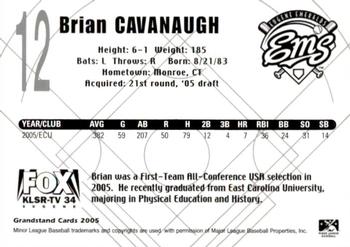 2005 Grandstand Eugene Emeralds #NNO Brian Cavanaugh Back