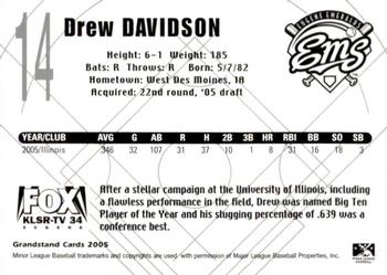 2005 Grandstand Eugene Emeralds #NNO Drew Davidson Back