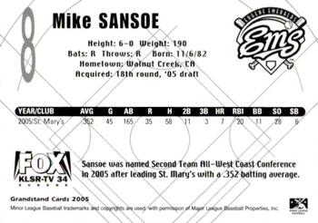 2005 Grandstand Eugene Emeralds #NNO Mike Sansoe Back