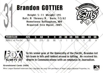 2005 Grandstand Eugene Emeralds #NNO Brandon Gottier Back