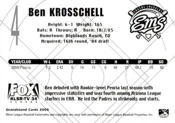 2005 Grandstand Eugene Emeralds #NNO Ben Krosschell Back