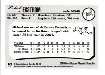 2005 Grandstand Fort Wayne Wizards #5 Michael Ekstrom Back