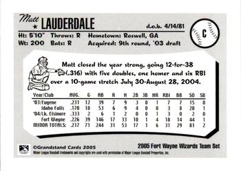 2005 Grandstand Fort Wayne Wizards #14 Matt Lauderdale Back