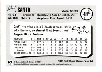 2005 Grandstand Fort Wayne Wizards #19 Joel Santo Back