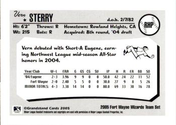 2005 Grandstand Fort Wayne Wizards #22 Vern Sterry Back
