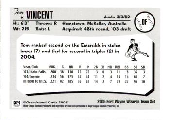 2005 Grandstand Fort Wayne Wizards #25 Tom Vincent Back