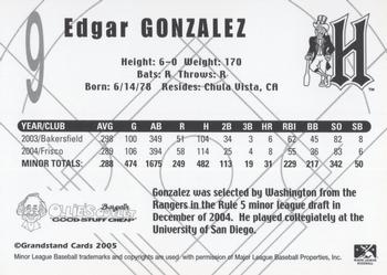 2005 Grandstand Harrisburg Senators #NNO Edgar Gonzalez Back