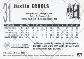 2005 Grandstand Harrisburg Senators #NNO Justin Echols Back