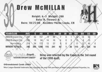2005 Grandstand Harrisburg Senators #NNO Drew McMillan Back