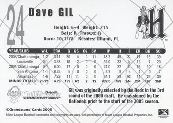 2005 Grandstand Harrisburg Senators #NNO Dave Gil Back