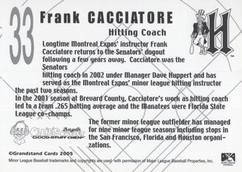 2005 Grandstand Harrisburg Senators #NNO Frank Cacciatore Back