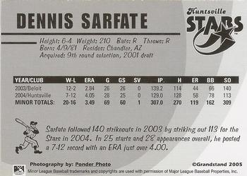 2005 Grandstand Huntsville Stars #NNO Dennis Sarfate Back