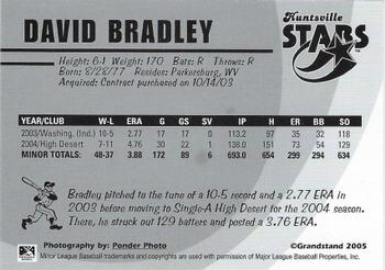 2005 Grandstand Huntsville Stars #NNO David Bradley Back