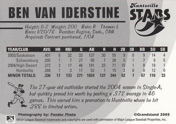 2005 Grandstand Huntsville Stars #NNO Ben Van Iderstine Back