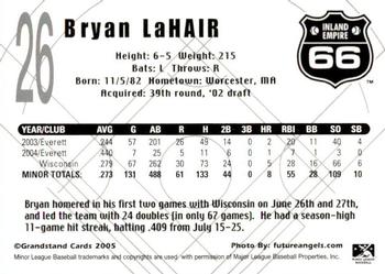 2005 Grandstand Inland Empire 66ers #NNO Bryan LaHair Back