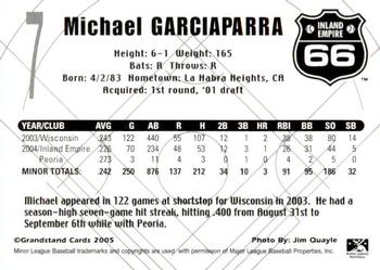 2005 Grandstand Inland Empire 66ers #NNO Michael Garciaparra Back