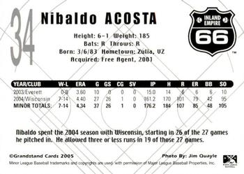 2005 Grandstand Inland Empire 66ers #NNO Nibaldo Acosta Back