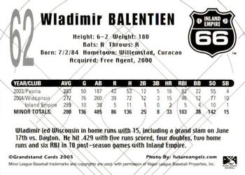 2005 Grandstand Inland Empire 66ers #NNO Wladimir Balentien Back