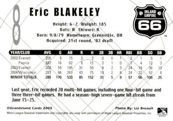 2005 Grandstand Inland Empire 66ers #NNO Eric Blakeley Back