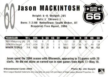 2005 Grandstand Inland Empire 66ers #NNO Jason Mackintosh Back