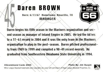 2005 Grandstand Inland Empire 66ers #NNO Daren Brown Back