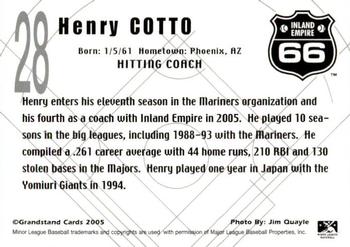 2005 Grandstand Inland Empire 66ers #NNO Henry Cotto Back