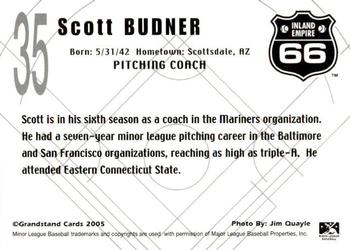 2005 Grandstand Inland Empire 66ers #NNO Scott Budner Back
