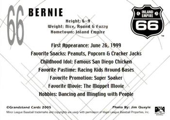 2005 Grandstand Inland Empire 66ers #NNO Bernie Back