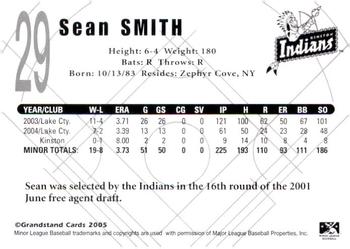 2005 Grandstand Kinston Indians #NNO Sean Smith Back