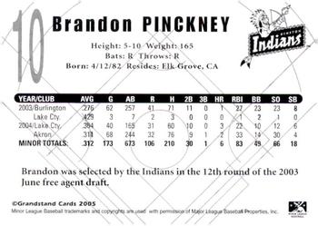 2005 Grandstand Kinston Indians #NNO Brandon Pinckney Back
