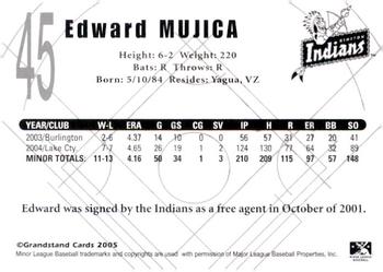 2005 Grandstand Kinston Indians #NNO Edward Mujica Back