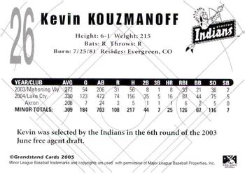 2005 Grandstand Kinston Indians #NNO Kevin Kouzmanoff Back