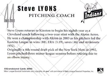 2005 Grandstand Kinston Indians #NNO Steve Lyons Back
