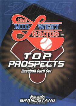 2005 Grandstand Midwest League Top Prospects #NNO Checklist Front