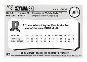 2005 Grandstand Midwest League Top Prospects #NNO B.J. Szymanski Back