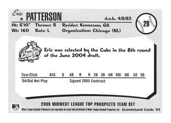 2005 Grandstand Midwest League Top Prospects #NNO Eric Patterson Back