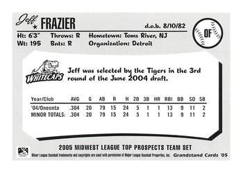 2005 Grandstand Midwest League Top Prospects #NNO Jeff Frazier Back