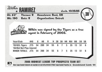 2005 Grandstand Midwest League Top Prospects #NNO Wilkin Ramirez Back
