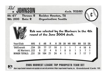2005 Grandstand Midwest League Top Prospects #NNO Rob Johnson Back