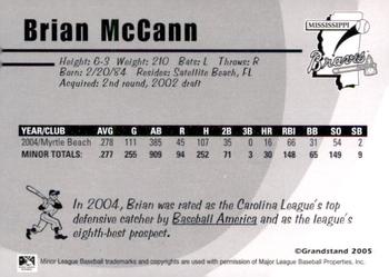 2005 Grandstand Mississippi Braves #NNO Brian McCann Back